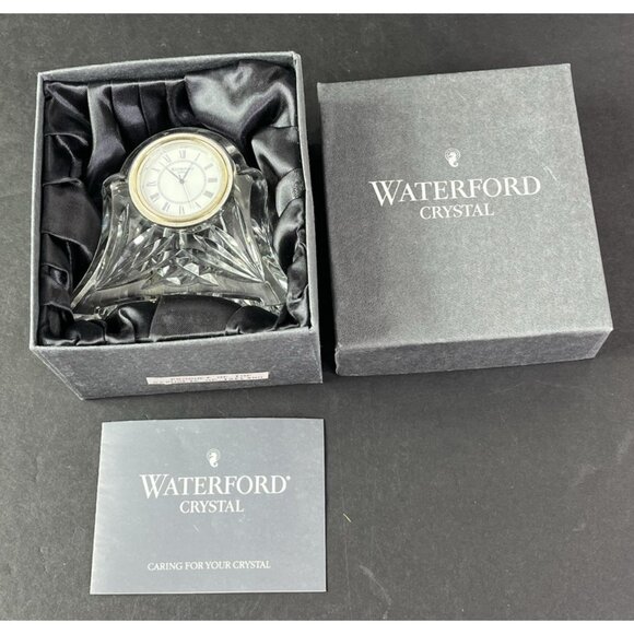 Waterford Crystal "Abbey" Small Quartz Mantel Clock 3.5"x4" with Box Vtg 2000 - Picture 3 of 8